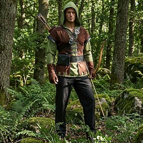 Medievale Rinascimento Pantaloni Gilet Camicia Lunghe Elfo Ranger Costume Per uomo Fantasia Halloween Carnevale Mascherata Fiera Rinascimentale LARP F