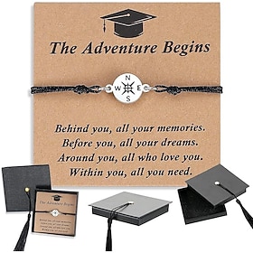 Graduation Compass Bracelet for Class of 2026 – Inspirational Gift for Her Him, High School College 8th Grade Graduate, Stainless Steel with Heartfelt Card Gr