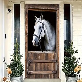 Posters Door Cover Outdoor Banners Horse Cute 3D Party Dorm Teens Room College Dorm Guys Man Cave Frat Bedroom Shooting Backgrounds Home Decor