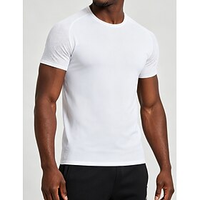 Men's T Shirt Short Sleeve Shirt Tee Top Short Sleeve Crew Neck Summer Spring Solid Color Streetwear Stylish Lightweight Quick Dry Daily Outdoor Vacation White