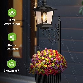 Outdoor 2-in-1 Solar Flower Pot Floor Wall Light, Waterproof Decorative LED Light for Garden, Patio, Porch โ Landscape Lighting for Yard and Courtyard