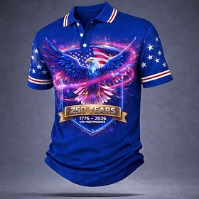 Giorno dell'Indipendenza Americana Per uomo Bandiera Americana Polo Manica Corta Magliette polo Camicie con Colletto Casual All'aperto Abbigliamento c