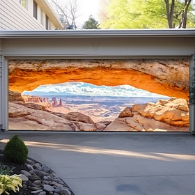 Banner 3D con arco di roccia rossa per porta del garage, cartellone pubblicitario di grandi dimensioni con paesaggio sud-occidentale, murale esterno r