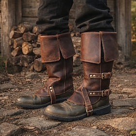 Retrò Vintage Medievale Rinascimento Ghette Copriscarpe Guerriero Cavaliere Ranger Costume Unisex Halloween Carnevale Fiera Rinascimentale Festa a tem