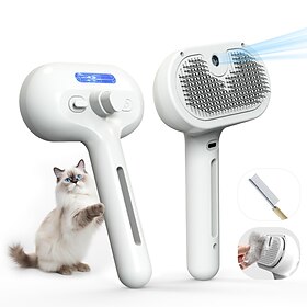 Pet Grooming Brush with Electronic Mist Spray - Gentle Deshedding Tool for Cats  Dogs, Pet Steam Brush,Reduces Shedding, Soft Bristles, Promotes Healthy Coat-C