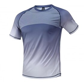 Men's T Shirt Short Sleeve Shirt Tee Top Short Sleeve Crew Neck Summer Spring Stripes Streetwear Stylish Sporty Quick Dry Daily Outdoor Gym Black Blue Sky Blue