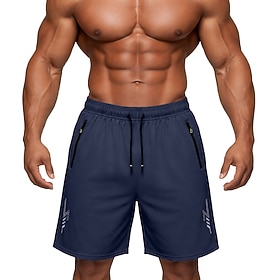 Homens Activo Calção Shorts casuais Short Atlético Bolsos Cintura elástica Puro Tecido Cor Única Secagem Rápida Esportes Acima do Joelho Ao ar livre Ginásio Tr