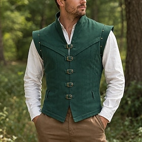 Medievale Rinascimento Gilet Elfo Ranger Costume Per uomo Fantasia Halloween Carnevale Mascherata Fiera Rinascimentale LARP Adulti Gilet Primavera  Es