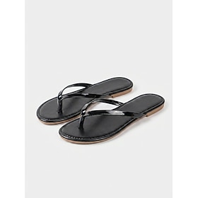 Women's Metallic Strap Flip Flops – Minimalist Beach Sandals with Cushioned Sole, Casual Summer Style for Vacation, Pool, and Everyday Wear
