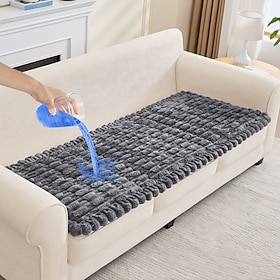 100% Waterproof Plush Sofa Cushion Cover Soft Velvet Couch Seat Slipcover Pet Friendly Non-Slip Washable Furniture Protector for Dogs Cats Sectional Seat Cushi