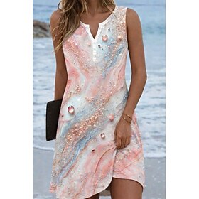 Women's Mini Dress Sundress Summer Dress Vacation Casual Daily Beach Holiday Regular Fit Graphic Tie Dye Abstract Sleeveless V Neck Blue Pink Summer Spring