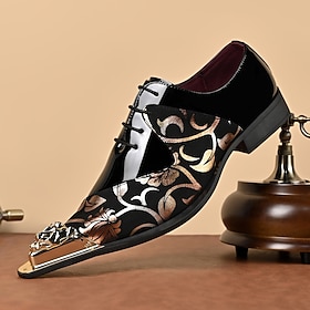 Step Up Your Style: Sleek Men's Black Floral Print Dress Shoes