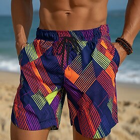 Per uomo Blocco di colori A righe Arte astratta Costumi da bagno Costumi da bagno Pantaloncini da bagno Pantaloncini da Surf Misura del girovita medio