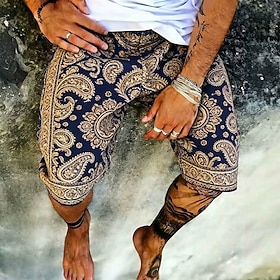 Per uomo Paisley Stampa Floreale Etnico Pantaloncini da tuta Shorts da Spiaggia Pantaloncini in spugna Misura del girovita medio Retrò Vintage Quotidiano Abbig