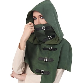 Medievale Rinascimento Mantello Con cappuccio Vichingo Ranger Costume Unisex Vichingo Halloween Carnevale Performance LARP Fiera Rinascimentale Adulti