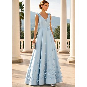 Linea ad A Lunghezza al pavimento Abito da Sera Abito formale Elegante Pastello Matrimonio informale / diurno Senza Maniche Scollo a V Matrimonio Form