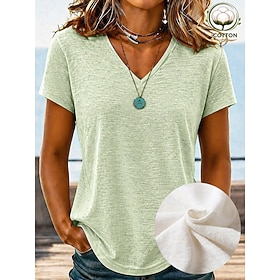 Per donna Camicia Blusa con texture Top estivi Semplice Elegante Classico Manica Corta Scollo a V Top lunghi Casuale Bianco Verde chiaro Viola chiaro 