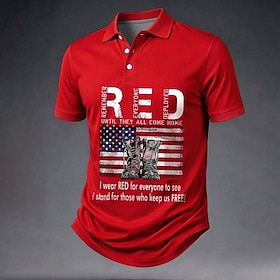 Giorno dell'Indipendenza Americana Per uomo Bandiera Americana Polo Manica Corta Magliette polo Camicie con Colletto Casual All'aperto Abbigliamento c