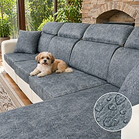 Waterproof Matte PU Faux Leather Sofa Seat Cover Stretchable Full Coverage Slipcover Durable Elastic Couch Protector for Living Room Furniture Seat Protector