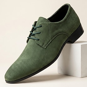 Men's Suede Lace-Up Derby Shoes Lightweight Low-Heel Smart …