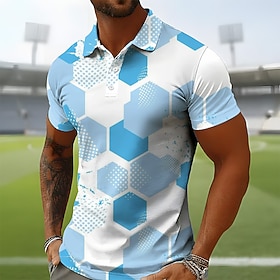 Fußball-Pokal 2026 Herren Fußball Poloshirts Kurzarm Polo-Shirts Revers Lässig Athleisure Ferien Alltagskleidung 3D-Druck Knöpfe Atmungsaktives Gewebe Frühling