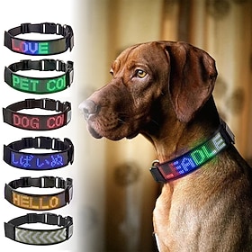 Programmable LED Collar Flashing Light Up Rechargeable Adjustable Pet Dog Safety Collar Glow in The Dark Light-up Neck Loop