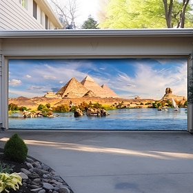 antiche piramidi egizie sfinge fiume Nilo porta del garage panoramica striscione cartellone pubblicitario murale esterno di grandi dimensioni copertur