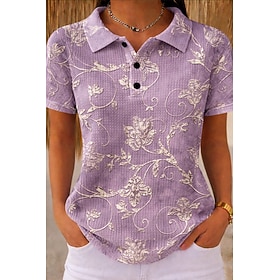 Women's Waffle Shirt Casual Shirt Summer Tops Floral Graphic Geometric Vintage Stylish Sleeveless Regular Tops Casual Daily Outdoor Pink Light Purple Summer Sp