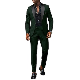 Men's Wedding Party Suits Shawl Lapel Notch Black Pink Fashion Daily Solid Colored Tailored Fit 2 Piece Single Breasted One-button