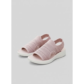 Women's Pink Knit Sandals with Lightweight Sole - Comfortable Slip-On Summer Shoes for Beach  Casual Days