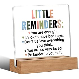 Inspirational Motivational Gifts Employee Appreciation Gifts Little Reminders You are Enough Clear Desk Decorative Sign Acrylic Sign With Wooden Stand for Offi