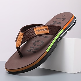 Men's Brown Flip Flop Sandals, Lightweight Casual Beach Shoes, Comfortable Island  Cruise Style Footwear for Men, Perfect for Poolside, Vacation and Summer Out