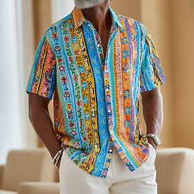 Men's Floral Print Tropical Flowers Color-blocking Shirt Summer Hawaiian Shirt Tropical Shirts Short Sleeve Hawaiian Resort Beach Vacation Wear Summer Spring T