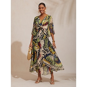 robe longue fluide en mousseline à motif papillons de la jungle: retailer-supplied image