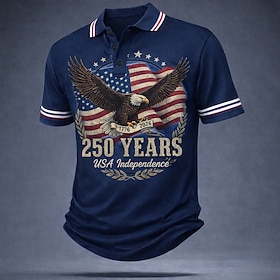 Giorno dell'Indipendenza Americana Per uomo Bandiera Americana Polo Manica Corta Magliette polo Camicie con Colletto Casual All'aperto Abbigliamento c