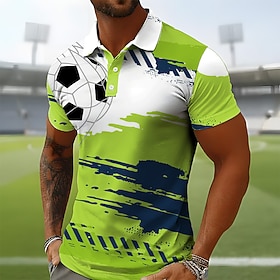Fußball-Pokal 2026 Herren Fußball Poloshirts Kurzarm Polo-Shirts Revers Lässig Athleisure Alltagskleidung 3D-Druck Knöpfe Atmungsaktives Gewebe Frühling Somme