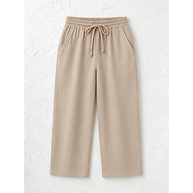 Women's Cotton Linen Shorts Capri Pants Chinos Summer Shorts Vacation Streetwear Casual Knee Length Medium Waist Plain Drawstring Pocket Comfortable Breathable