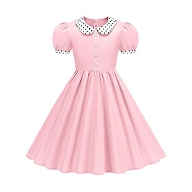 1950s Retro Vintage Tea Length Dress Swing Dress Flare Dress Short Sleeves Solid Color Fit  Flare Fancy Dress Girls' Masquerade Revival Tea Party Casual Daily