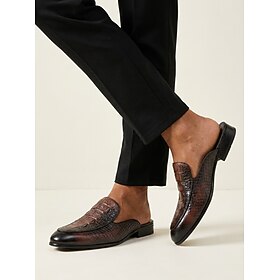 Men's Black Crocodile Print Loafers – Elegant Slip-On Design with Premium Leather, Ideal for Weddings, Special Occasions and Formal Wear