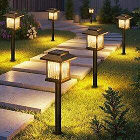 6 Pcs Outdoor Solar Garden Lights, Waterproof House-Shaped Pathway Lawn Lights for Yard, Patio, Flower Bed, Villa, Summer Party  Camping Ambient Decorative Lan