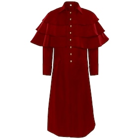 Punk Gothic Medieval Renaissance Coat Outerwear Prince Nobleman Solid Colored Fancy Dress Men's Party Performance Festival Adults' Coat