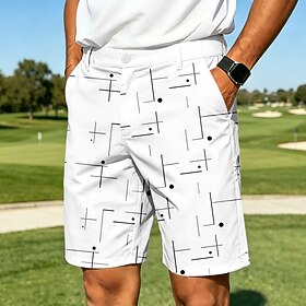 Men's Geometric Pattern Abstract Art Bermuda Shorts Casual Shorts Golf Shorts Mid Waist Business Casual Work Golf Beach Vacation Wear Flat Front Shorts with 4