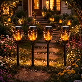2/4pcs Solar Lights Outdoor Solar Torch Lights with Flickering Flame 12 LEDs for Halloween Decorations Waterpoof Landscape Auto On/Off Garden Patio Home Deco