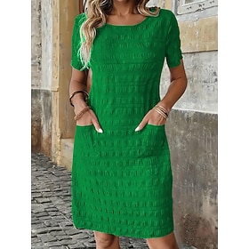 Women's Mini Dress Shift Dress T Shirt Dress Tee Dress Summer Dress Casual Daily Regular Fit Plain Short Sleeve Crew Neck Blue Black White Wine Summer