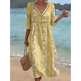 Per donna Abito Midi Abito a Tubino Vestito Estivo Abito Estivo Vacanza Festa Casual Ufficio Spiaggia Feste Vestibilità comoda Floreale Grafico Manica