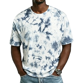 Men's Tie Dye 100 Cotton T Shirt Short Sleeve T shirt Crew Neck Shirt Vacation Daily Gym Street Blue Yellow Pink Spring  Summer Clothing Apparel S M L XL 2XL 3
