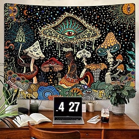 Arazzo da parete psichedelico con funghi, arazzo da parete con cielo stellato e terzo occhio, perfetto per camera da letto, dormitorio e arredamento h