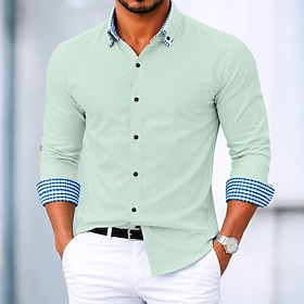 Men's Shirt Dress Shirt Button Down Shirt Non Iron Shirt Color Block Daily Business Black White Yellow Red Long Sleeve Turndown Spring Summer Summer Clothing