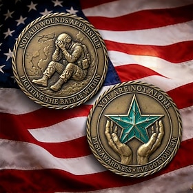 U.S. PTSD Awareness Challenge Coin Not All Wounds Are Visible You Are Not Alone Collectible Military Veteran Coin Gift for Soldiers