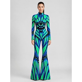 Body Costume tutina Pantaloni a zampa Stampa Tuta Intera Per donna Neon Rave Grafico Farfalla Costume per Festival Musicale Feste Discoteca Halloween 